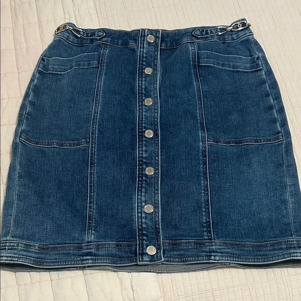 White House Black Market Blue Denim Mini Skirt